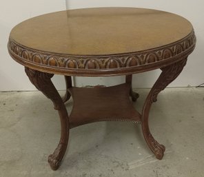 Round Mahogany Table With Burl Top