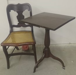Two Classic American 19th Century Antique Chair And Tea Table