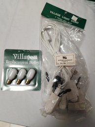 Dept 56 Set Of 6 Village House Light Cords W/3 Additional Bulbs