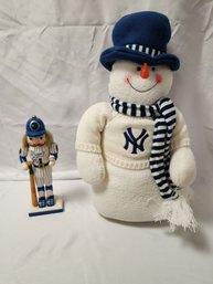 NY Snowman And  NY Slugger Nutcracker