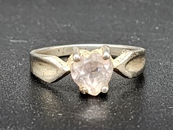 Vintage Amethyst Heart Ring In Sterling