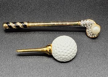 Pair Of Vintage Golf Brooches