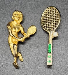 Pair Of Vintage Tennis Brooches