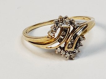 Vintage 10k Yellow Gold Diamond Studded Ring