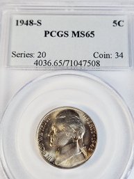 WOW...1948-s Jefferson Nickel PCGS MS65  Graded Slab