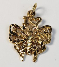 Pretty Butterfly ..... 10k Yellow Gold ' I Heart  Butterflies'  Pendant /Charm