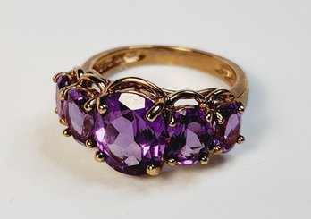 Beautiful Sterling Silver Amethyst Ring(gold Covered)