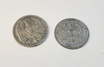 ANTIQUE 1922 3 Mark German Coin &  1923 German Weimar Republic 500 Mark Eagle Coin