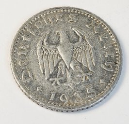 Germany 1935 50 Reichspfennig  3rd Reich Nazi Eagle  Coin