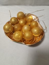 11 Vintage Gold Glass Pic Ornaments