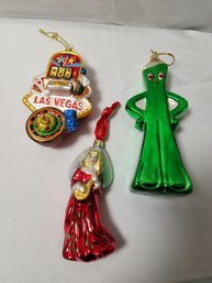 Stunning Large Hand Blown Ornaments, Gumby 8'H, Las Vegas, Angel Is  Marked Waterford