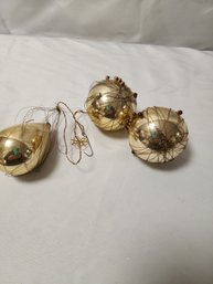 3 Vintage Gold German Ornaments