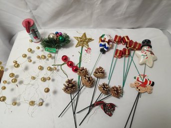 23 Vintage Christmas Plant Picks And 2 Ornaments