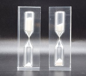 Pair Of Vintage Lucite Hourglasses