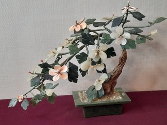 Mid Century Asian Gemstone Japanese Bonsai Tree Made In Taiwan