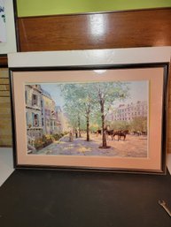 Signed Art By Girrard.  Large.  Behind Glass. - - - - - - - - - -- - -- - -- - - - - - - - - - - Loc: LR