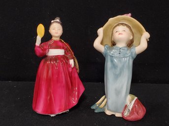 Two Vintage Royal Doulton Porcelain Figurines-make Believe & Vanity