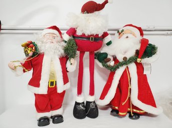 Trio Of Christmas Santa Claus Plush Including Annalee