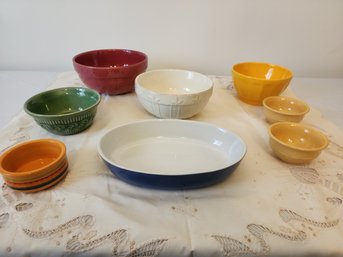 Mixed Lot Of Pottery Bowls And Serving Dishes