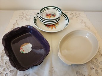 2 Casserole, X Large Salad Bowl And Serving Bowls