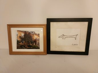 Picasso The Dog In Custom Frame And The Yellow House