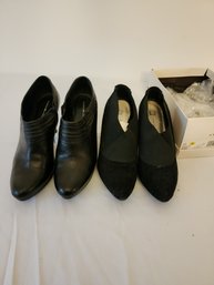 2  Pairs Of Size 10 Black  Heeled Booties