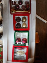 Cranberry And Gold Ornament Lot