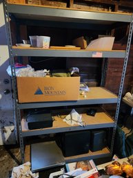 Metal Shelving Unit Lot All Items On It Are  Included