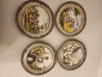 4 German Antique Plates, 2 Czech Plates Numbered