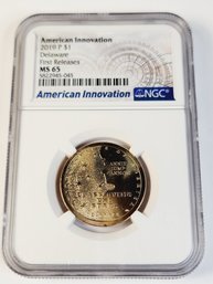 2019 $1  Delaware American Innovation NGC MS 65 Slabbed Graded  Coin