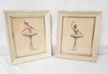 Pair Of Vintage MCM Framed Ballerina Prints By Reliance