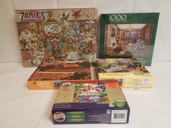 Five NEW Jigsaw Puzzles: Zainies, Thomas Kincade, Pepsi Cola, Guild & Murder At Bedford Manor