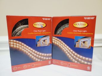 Two New Boxes Of Holiday Living Clear Rope Lighting - 18 Foot Strands