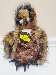 Large FOLKMANIS Great Horned Owl Puppet - Eyes Blink & Head Turns With Tags - Excellent Condition