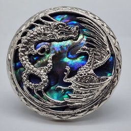 Bali, Abalone Shell, Phoenix & Dragon Ring In Sterling