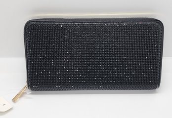 Black Sparkling Rhinestone & Faux Leather Wallet