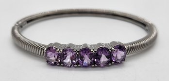 Rose De France Amethyst Bangle Bracelet In Stainless