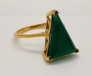 Green Onyx Ring In Yellow Gold Over Sterling