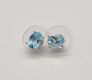 Sky Blue Topaz Stud Earrings In Sterling