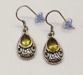 Artisan Crafted Ouro Verde Quartz Dangle Earrings In Sterling