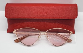 Guess Shiny Rose Gold/Gradient Bordeaux Sunglasses With Red Branded Case