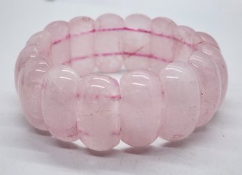 Rose Quartz Block Stretch Bracelet