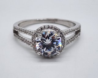 Premium White CZ, Rhodium Over Sterling Ring