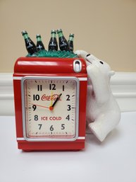 Coca Cola Polar Bear Alarm Clock With Climbing Polar Bear