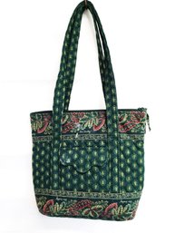 Vintage 90s Vera Bradley Green Villager Classic Pattern Totebag