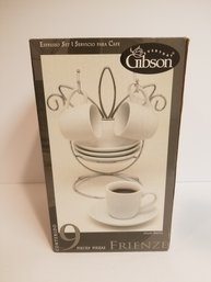 Gibson Frienze 9-piece Soldi White Espresso Set - New In Box