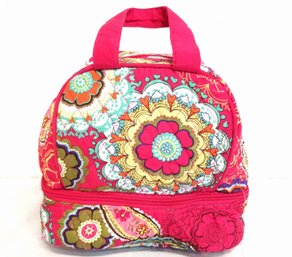 Small Pink Quilted Paisley Two Compartment Lunch Bag