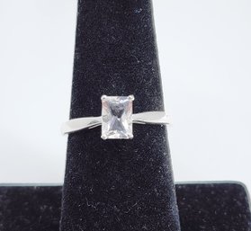 Radiant Cut Brazilian Petalite Solitaire Ring In Sterling