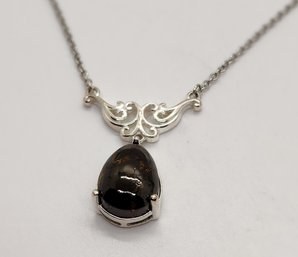 Matrix Silver Shungite Drop Necklace In Sterling