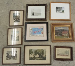 Nine Small Prints, Paintings, And Photographs